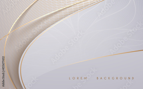 Abstract white and gold shapes and lines luxury background