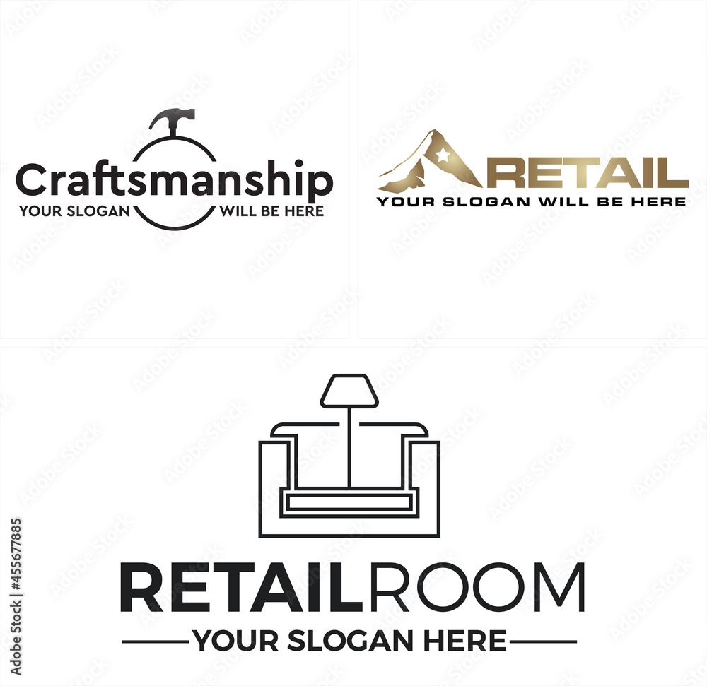 Retail business furnishing hammer craftsmanship logo design
