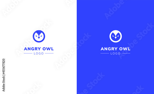 Angry owl icon, logo template for brandbook 