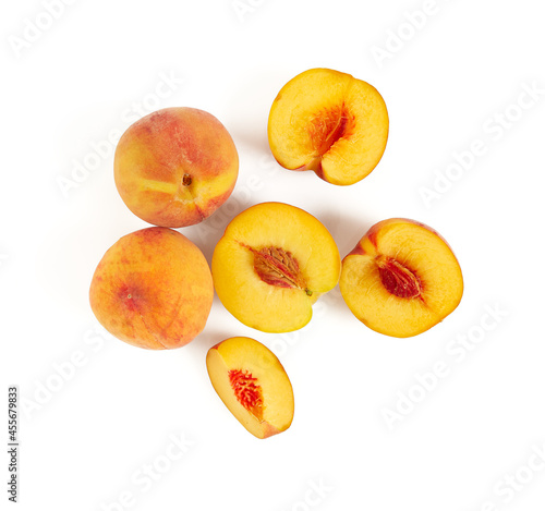 peach pieces isolated on white background