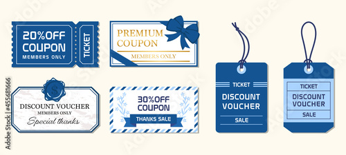 クーポンチケットのデザインテンプレート　ブルー