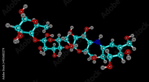 Acarbose molecular structure isolated on black