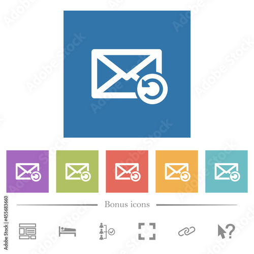 Undelete mail flat white icons in square backgrounds photo