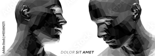Two opponents facing each other. Conflict. People talk face to face. The concept of rivalry. Vector Illustration for advertising, marketing or presentation.
