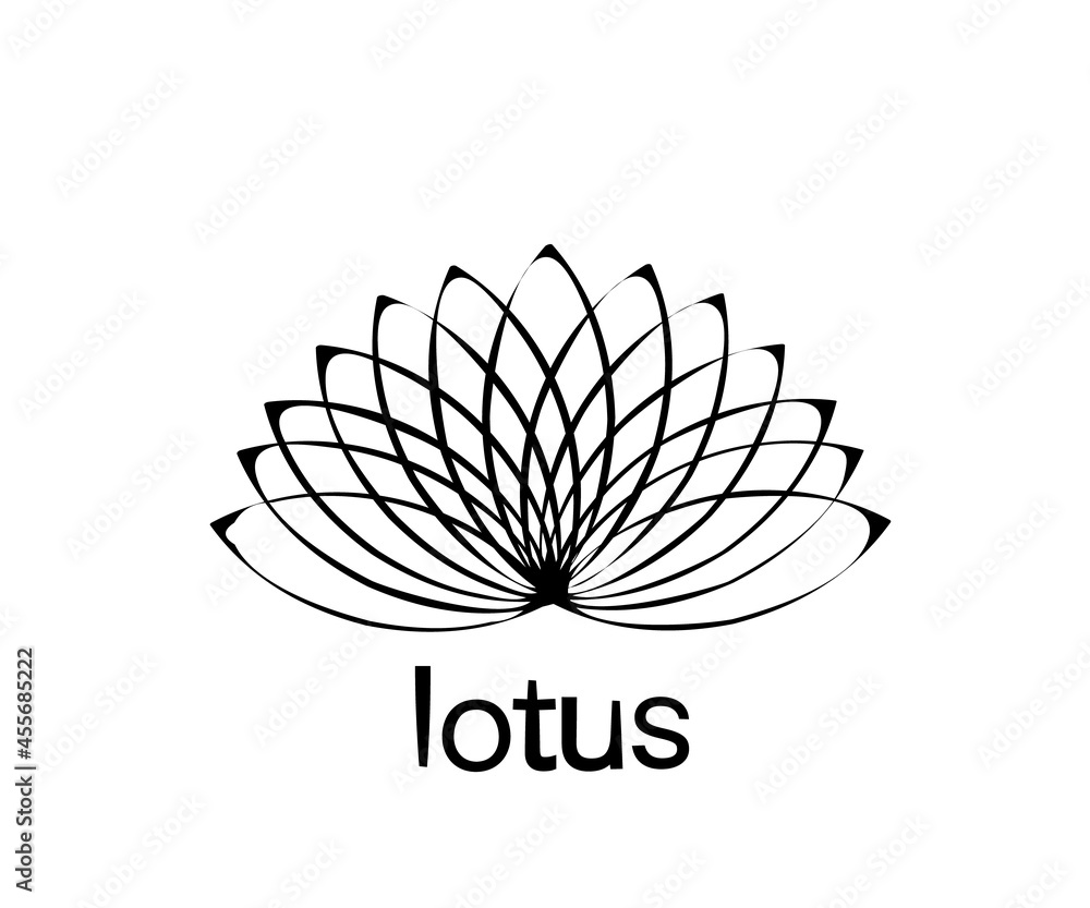 Lotus on a white background. Tattoo salon. Symbol. Vector illustration.