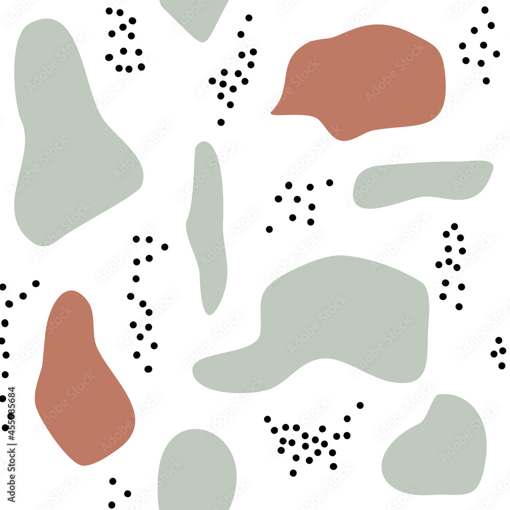 Fototapeta premium elegant seamless vector pattern background illustration with black dots and abstract shapes