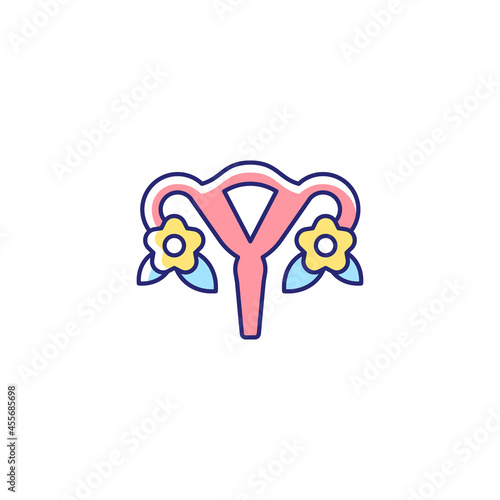 Modern femininity RGB color icon. Ending gender discrimination. Feminist activist. Personal freedom for women. Female health. Social movement. Isolated vector illustration. Simple filled line drawing