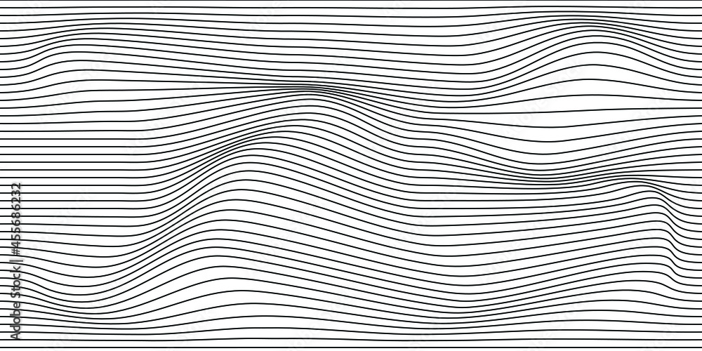 White background and wave effect of black lines