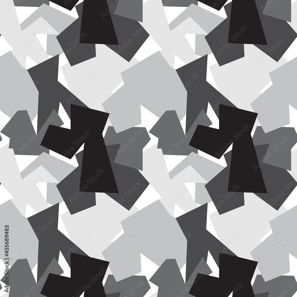 Fototapeta premium Trendy seamless pattern with graphic abstract geometric shapes. Avant-garde puzzle style. Geometric wallpaper for cover design.