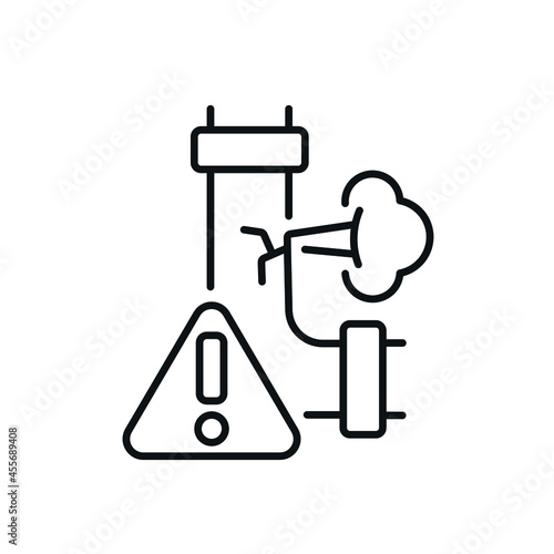 Gas leak linear icon. Thin line customizable illustration. Contour symbol. Vector isolated outline drawing. Editable stroke