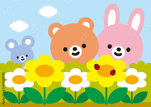 アニマルミックス　花畑　てんとう虫