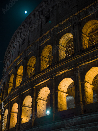 colosseum at night with moon