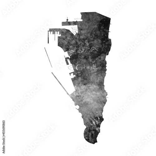 Old abstract grunge map of Gibraltar with ancient map and letters on white background. Vector EPS 10.
