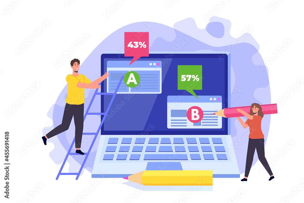 A-B comparison. Split testing concept. Vector illustration. A-B comparison. Split testing concept. Vector illustration.