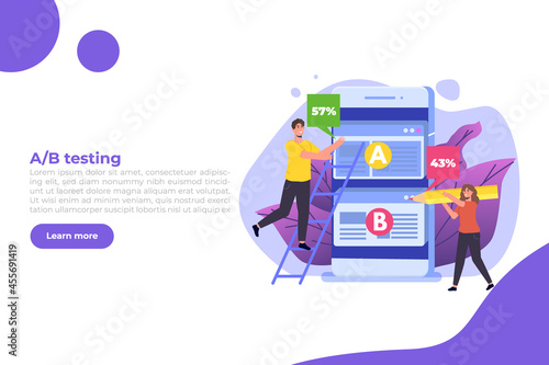 A-B comparison. Split testing concept. Vector illustration.