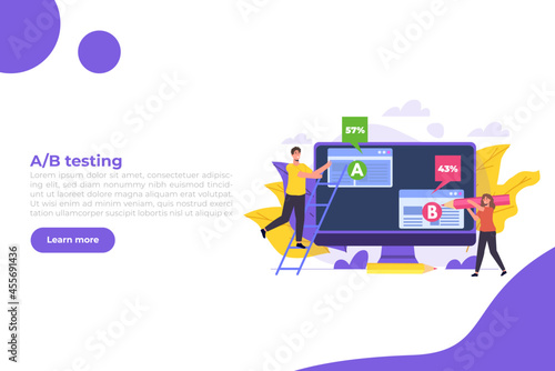 A-B comparison. Split testing concept. Vector illustration.