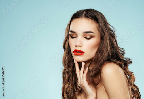 brunette bare shoulders isolated background passion