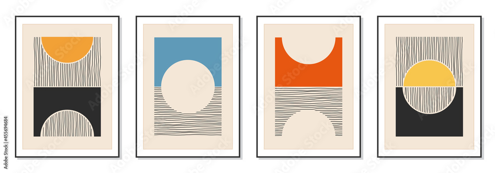 Set of minimal 20s geometric design posters, vector template Set of minimal 20s geometric design posters, vector template