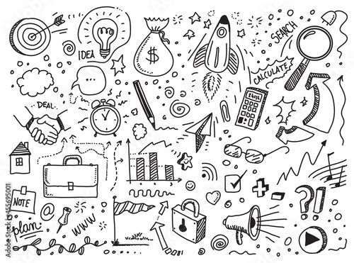 Business doodles hand drawn vector set