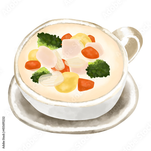 水彩イラスト　クリームシチュー(ホワイトシチュー)
