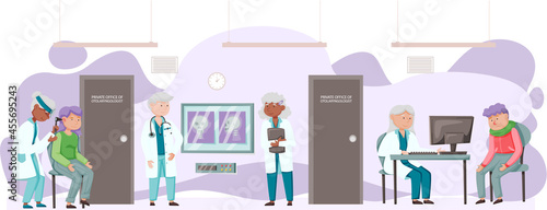 Otolaryngologist doctor with nose, ear and throat or ENT diagnostic and treatment instruments. Otology doctor with patient. Otorhinolaryngology healthcare medicine or otolaryngology diseases