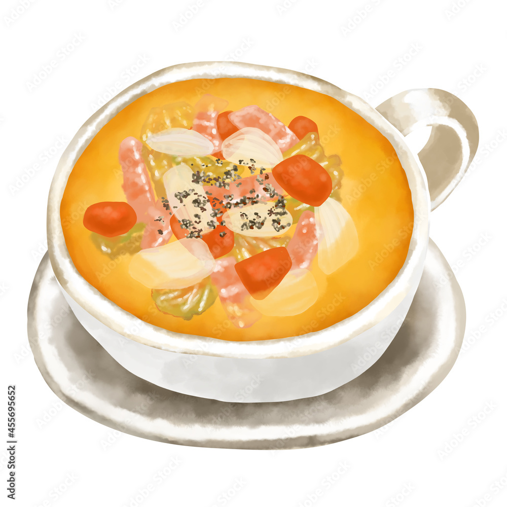 水彩イラスト 野菜スープ コンソメスープ Stock Illustration Adobe Stock