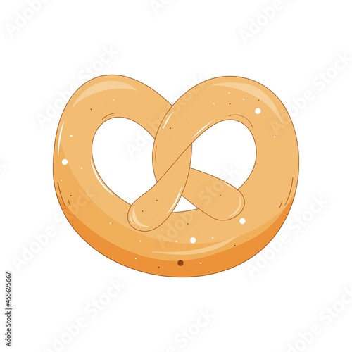 Delicious Bavarian brezel in a cartoon style. For Oktoberfest. On a white isolated background, EPS 10
