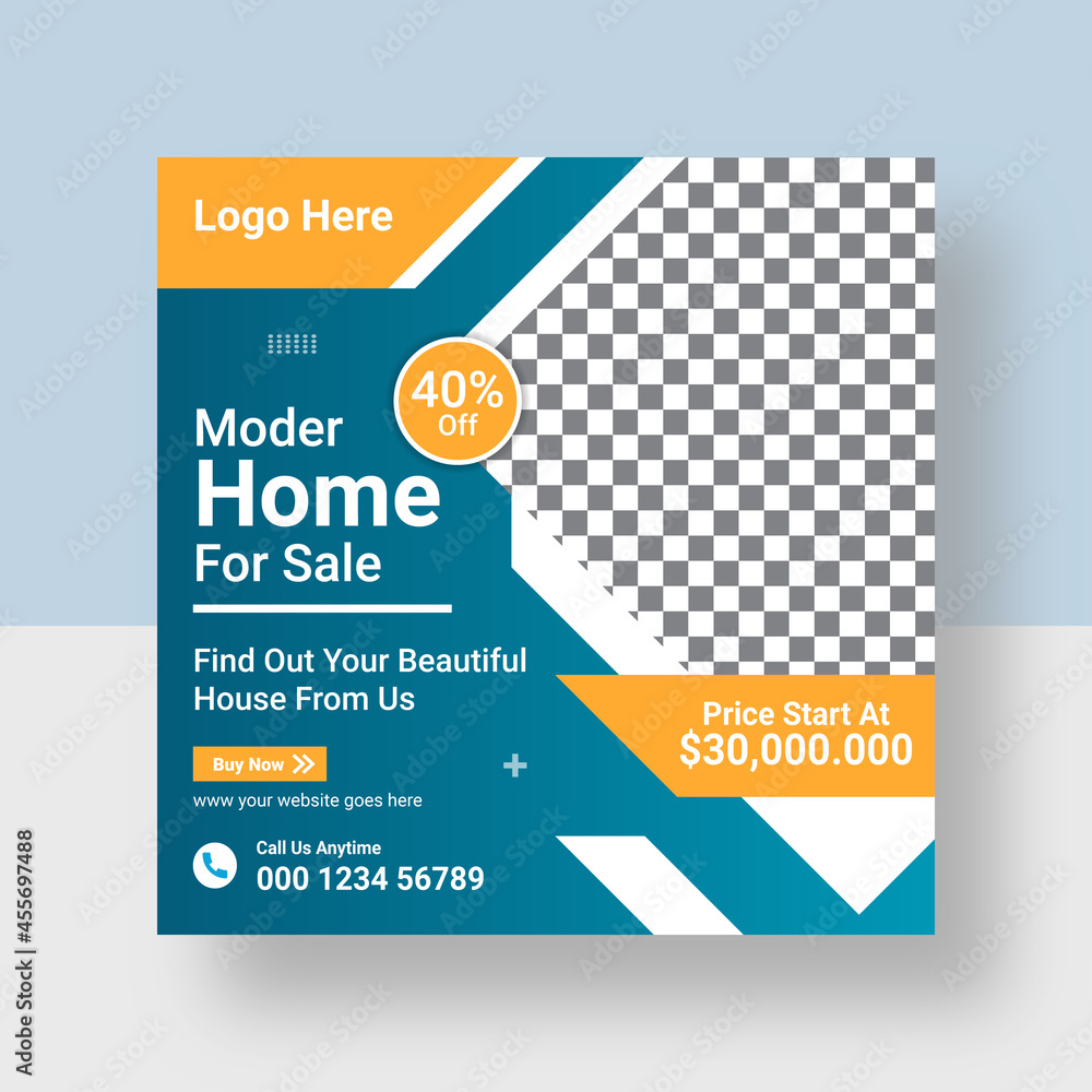 Obraz premium Modern Real estate home for sale instagram post or flyer square template