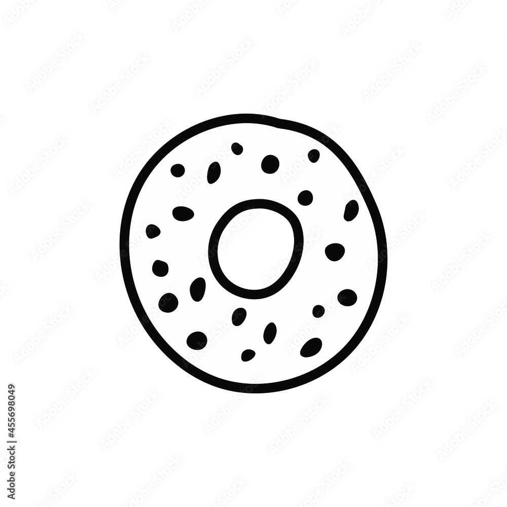 Sweet donut with decorative sprinkles. Doodle illustration of sweet collection. Hand drawn icon. Sweet donut with decorative sprinkles. Doodle illustration of sweet collection. Hand drawn icon.