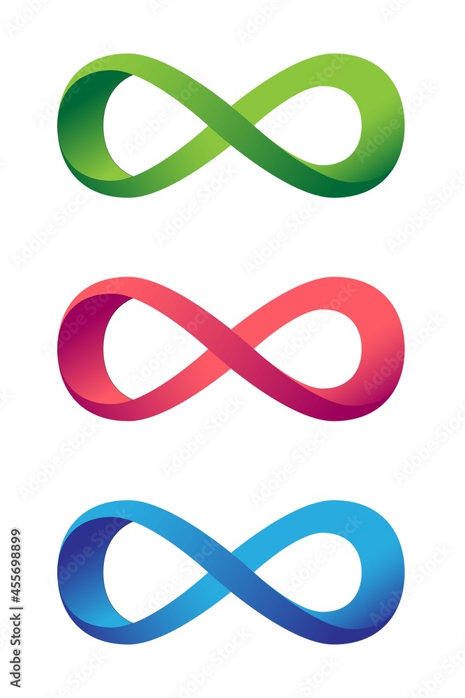 Vector illustration of Mobius strip in green, red, blue color isolated on white background Vector illustration of Mobius strip in green, red, blue color isolated on white background