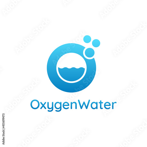 letter "O" or chemical symbol of oxygen "O" combined with water. Suitable for businesses related with water, digital media, science, lab, communications, etc.