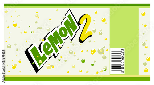 Lemon soda label design. Vector Illustration.