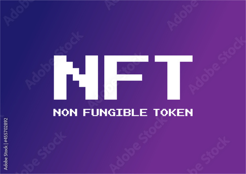 NFT or Non Fungible Tokens in 8-Bit Pixel Icon