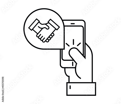 Concept of an online contract deal. mutually beneficial cooperation. Flat vector illustration.