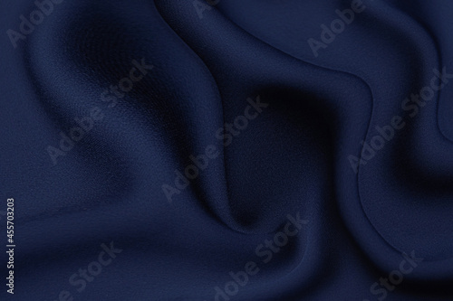 Blue fabric texture background, wavy fabric soft blue color, luxury satin or silk cloth texture.
