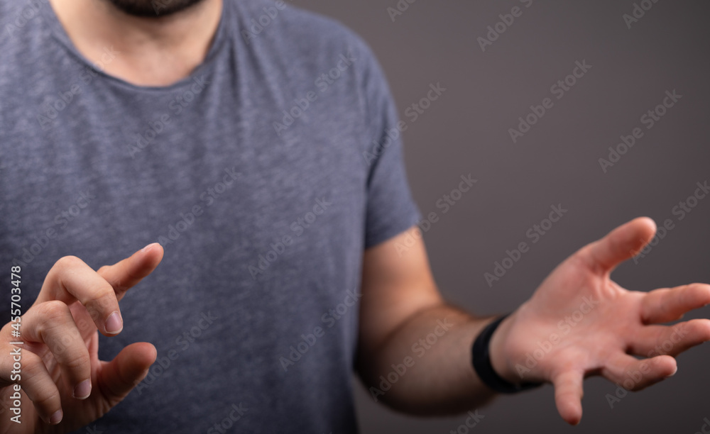 man mid section with hand out man mid section with hand out
