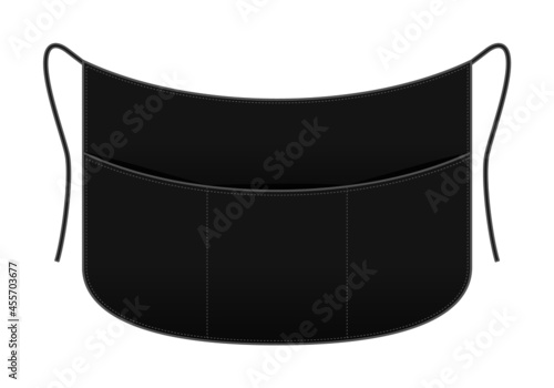 Black Half Apron Template Vector On White Background.