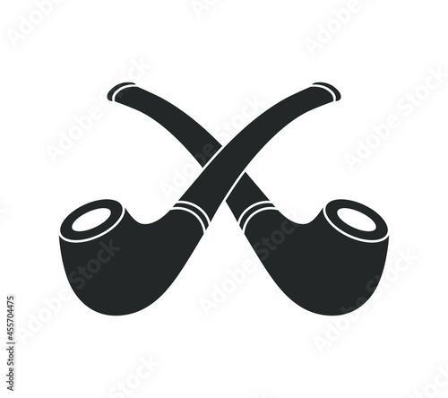 Tobacco pipes graphic icon. Crossed smoking pipes sign isolated on white background. Vector illustration