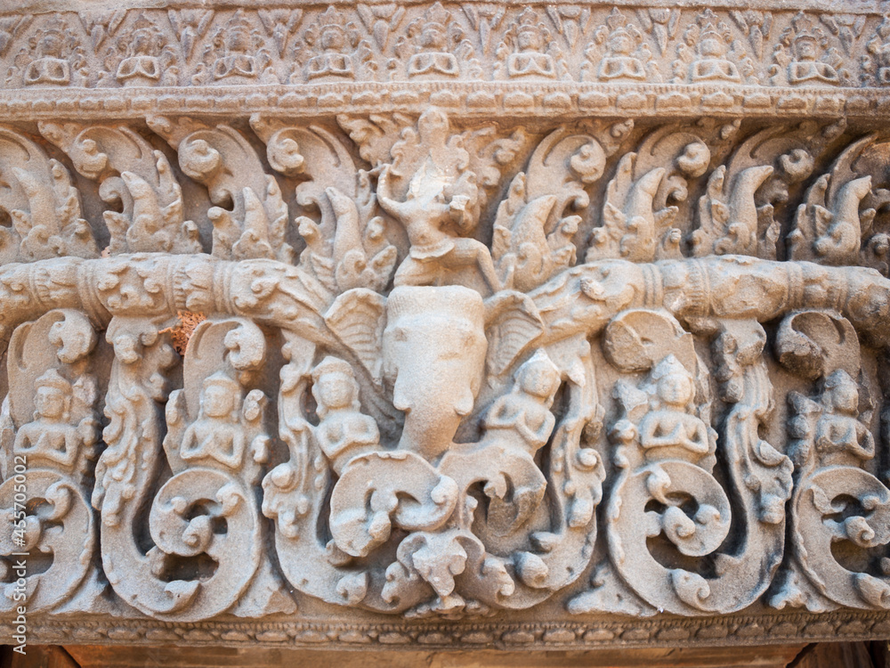 Eastern Mebon, Siem Reap, Cambodia - erected by Rajendravarman II is guarded by four elephants in the base