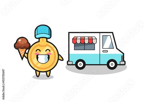 Mascot cartoon of key with ice cream truck