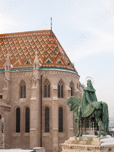 Fisherman's Bastion Stephen I of Hungary statue and Matthias Church photo