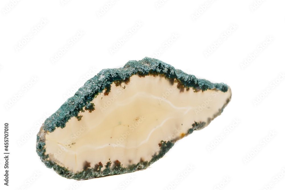 Macro mineral stone Yellow Agate breed a white background Macro mineral stone Yellow Agate breed a white background