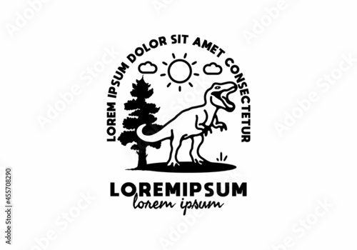 Black line art of dinosaur with lorem ipsum text