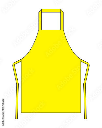 Flat Lay Blank Yellow Apron Template on White Background, Vector File.