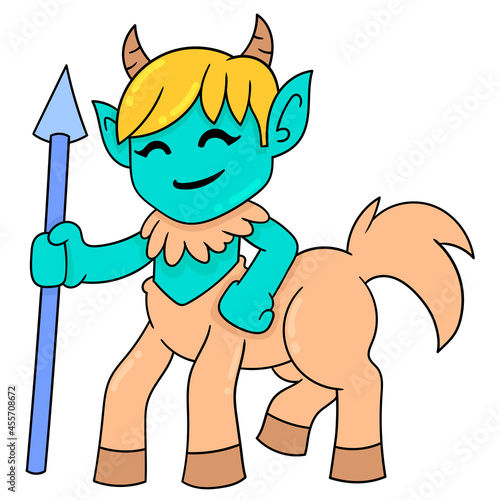 centaur monster half horse warrior war, doodle icon image kawaii