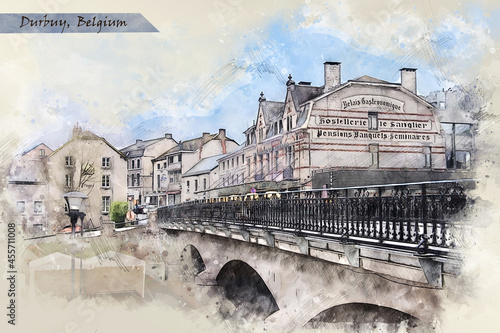 city life of Durbuy, Belgium,  in sketch style #455711008
