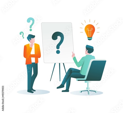 Isometric illustration design concept. give answers to all questions