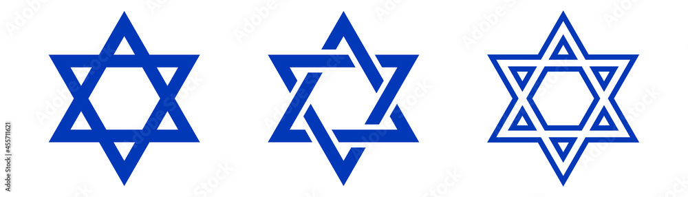 Star of David. Shield of David. Jewish star. Israel emblem. Outline and glyph Star of David. Shield of David. Jewish star. Israel emblem. Outline and glyph