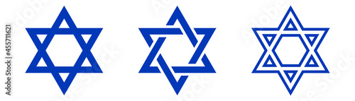 Star of David. Shield of David. Jewish star. Israel emblem. Outline and glyph