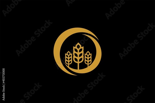 Grain natural plant logo design. Bakery logo design vector.